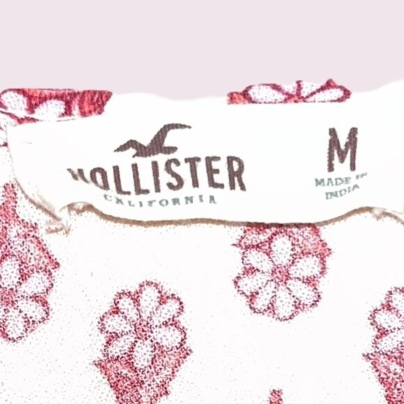 Hollister Boho Long Sleeve Crop Top Pink Flowy Button Front Shirt Womens Size M - Picture 3 of 9